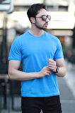 Erkek Bisiklet Yaka Regular Fit T-Shirt Mavi - 25Y 2020