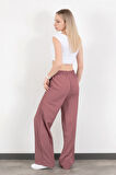 Kadın Beli Lastikli Bol Paça Cep Detaylı Pantolon Lila - 25576