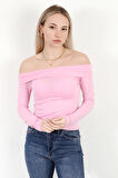 Kadın Kayık Yaka Uzun Kol Basic Bluz Pembe - MS0000505
