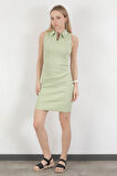 Kadın Polo Yaka Kolsuz Vücuda Oturan Elbise Yeşil - 10048