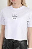 Kadın Bisiklet Yaka The Power Of Baskılı T-Shirt Beyaz - 925026