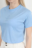 Kadın Bisiklet Yaka The Power Of Baskılı T-Shirt Mavi - 925026