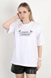 Kadın Bisiklet Yaka Romantic Nakışlı T-Shirt Beyaz - 925017