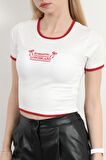 Kadın U Yaka Romantic Nakışlı T-Shirt Beyaz - 925054