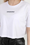 Kadın Bisiklet Yaka Hipan Hipan Baskılı T-Shirt Beyaz - 925041
