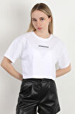 Kadın Bisiklet Yaka Hipan Hipan Baskılı T-Shirt Beyaz - 925041