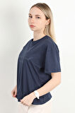 Kadın Bisiklet Yaka Central Park Baskılı T-Shirt Lacivert - 925031