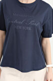 Kadın Bisiklet Yaka Central Park Baskılı T-Shirt Lacivert - 925031