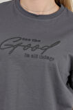 Kadın Bisiklet Yaka Yazı Baskılı Pamuklu T-Shirt Antrasit - 925020