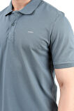 Erkek Polo Yaka Marka Baskılı Pamuklu T-Shirt Petrol Mavi - 25Y 2061