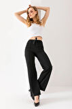 Kadın Beli Lastikli Kuşaklı Bol Paça Pantolon Siyah - 241108