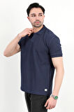 Erkek Polo Yaka Dokulu Regular Fit T-Shirt Lacivert - 25Y 2918