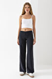 Kadın Beli Lastikli Bol Paça Modal Kumaş Pantolon Siyah - MS0000680