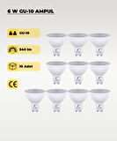 6W GU10 Led Ampul 3200K Sarı Işık 10 Adet