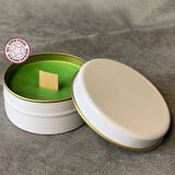 Uretti - Ayşe 7362 - El Yapımı Yeşil Dekoratif Metal Kutuda Mum - 3 x 7 cm