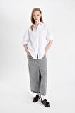 Oversize Fit Gömlek Yaka Basic Düz Oxford Uzun Kollu Gömlek
