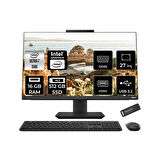 ASUS A5702WVARK Ultra 7 150U 16GB DDR5 512GB SSD Intel Graphics 27" FHD FDOS Siyah All in One & PER4