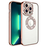 Apple İphone 13 Pro Kılıf Kamera Korumalı Taş Süslemeli Arkası Şeffaf Redclick Asya Kapak