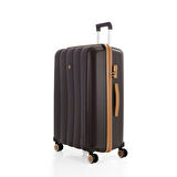 MÇS Bavul Orta ve Kabin 2li Set Silikon Valiz V305 Kahve/Şamp