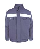Kışlık İş Takımı Çok Cepli İç Yapısı Polarlı Reflektörlü İş Montu ve 7/7 İş Pantolonu  Gri Renk Yüzde Yüz Pamuk 3117-2958