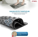Vantuzlu Banyo ve Duş Kaydırmazı Duşa Kabin Küvet İçi Vantuzlu Banyo Duş Paspası (35x69 cm) (Gri)