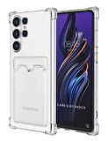 Samsung Galaxy S24 Ultra Uyumlu Kartlık Bölmeli Şeffaf Silikon Kılıf - Extra Güçlendirilmiş Kenar