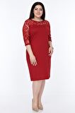 Bordo Floklu Elbise 26C-1030