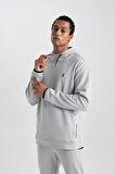 DeFactoFit Standart Fit Kapüşonlu Baskılı Cepli Sporcu Sweatshirt B4372AX24SPGR91