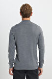 Yünlü Sıcak Tutan Standart Fit Normal Kesim Yarım Balıkçı Yaka Jakarlı Triko Kazak