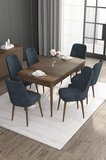Roy Serisi 80x132 Mdf Barok Ahşap Desen Mutfak Masası Takımı 6 Antrasit Sandalye