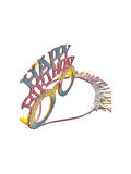 Plastik Happy Bırthday Yazılı Simli Taç ve Gözlük seti rainbow rengarenk 2 li Set