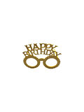 Plastik Happy Bırthday Yazılı Simli Taç ve Gözlük seti Gold-Altın renginde 2 li Set