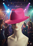 Pembe Lazer Kesim Kadife Fötr Şapka Parti Şapkası