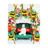 Yılbaşı Folyo Balon altın geyik boynuz 122,5*83,5