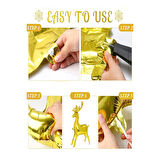 Yılbaşı Folyo Balon altın geyik boynuz 122,5*83,5