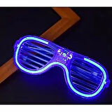 Led Işıklı Mavi Panjurlu Parti Gözlüğü – Eğlenceli Konsept Aksesuarı