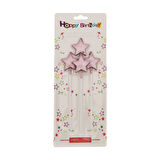 Mum Yıldız şekilli Rose Pembe-bronz renkli 4 lü çubuk dahil 14,5cm doğum günü mumları