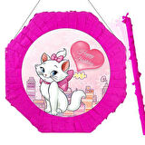 Pinyata Pembe Kedi Pinyata 42 cm + Sopası Doğum günü eğlencesi ve Parti Oyunu