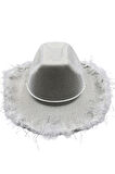 56 cm Baş Çevresi Gümüş Simli Tüylü Kovboy Şerif Şapkası – Parti ve Yılbaşı Şapkası