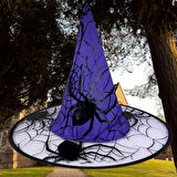 Hallowen cadı şapkası Mor DevÖrümcek Desenli