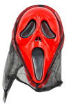 Halloween Maske Çığlık arkası tüllü Kırmızı