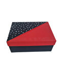 19×26×11 cm Kırmızı Siyah Puantiyeli Cepli Dikdörtgen Lüks Yılbaşı Hediyelik Kutu