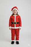 4–5 Yaş Çocuk Noel Baba Kostümü – Şapkalı ve Kemerli Yılbaşı Elbise Seti