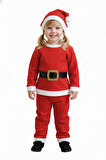4–5 Yaş Çocuk Noel Baba Kostümü – Şapkalı ve Kemerli Yılbaşı Elbise Seti