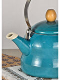 Alev Vintage Ahşap Saplı Emaye Demlik Kettle 2,5Lt Turkuaz