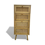 Panalı Masif Rattan 4 Çekmeceli Düzenleyici Dolap