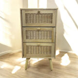 Panalı Masif Rattan 3 Çekmeceli Düzenleyici Dolap BM07