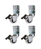Hts 334L- Çift Bilyalı Tabla Bağlantılı Frenli Pvc Teker 4 Ad.