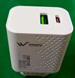 Weepy WPY-PD35 Type-C Hızlı Şarj Aleti Beyaz