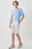 Erkek Taş Slim Fit Dar Kesim Armürlü %100 Pamuk Casual Chino Şort